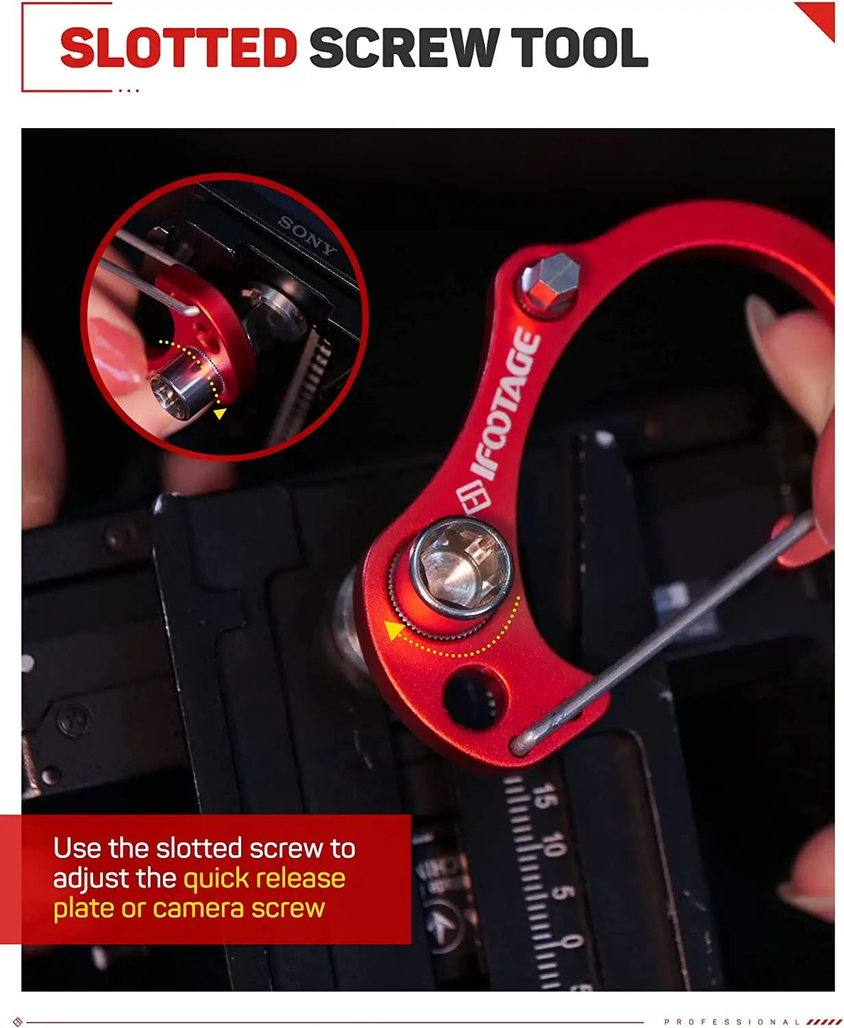 IFOOTAGE Tool Hook Red &ndash; Multifunctional 3-in-1 Camera Tool