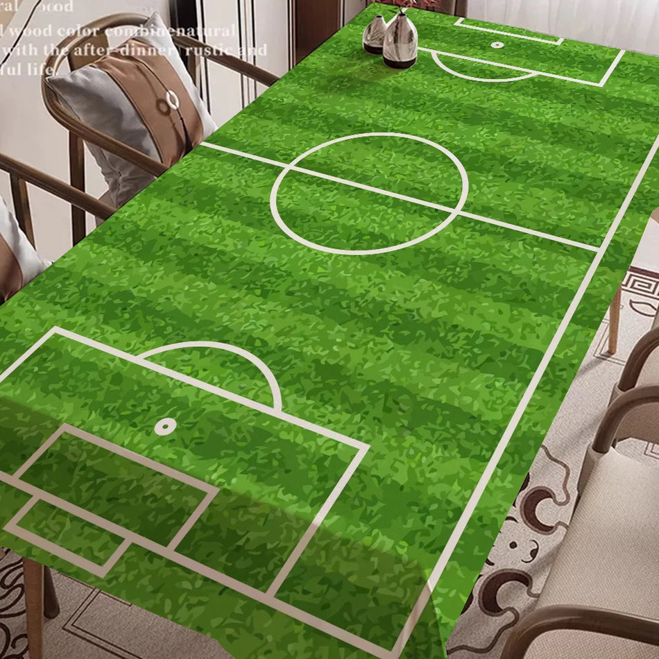 Football Field Pattern Tablecloth for Home Dining, Waterproof and Anti Stain, Rectangular Table Cover