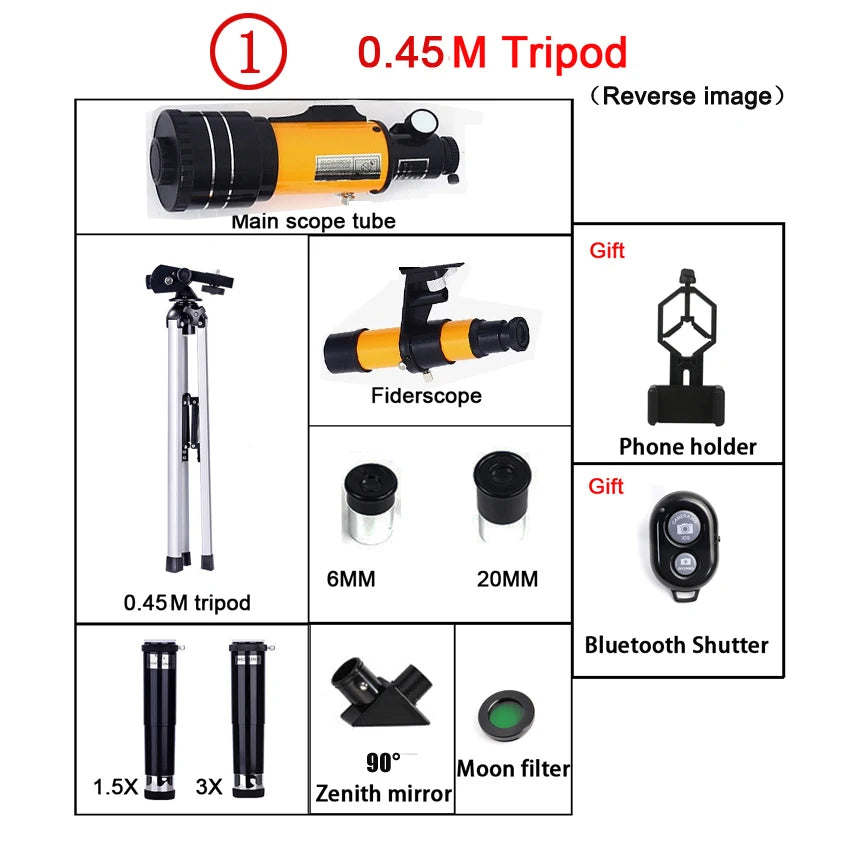 F30070M AZM70300 Telescope &ndash; 150x Zoom for Moon and Stars 0.45M tripod