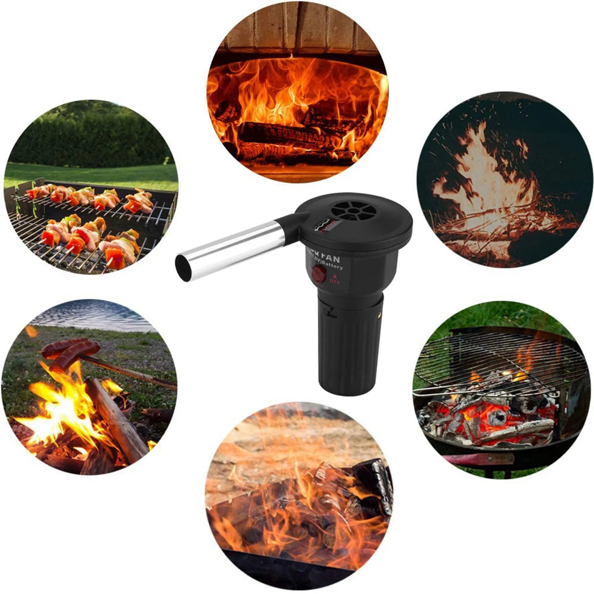 BBQ Blower Portable Battery Powered Fan &ndash; Outdoor Grilling
