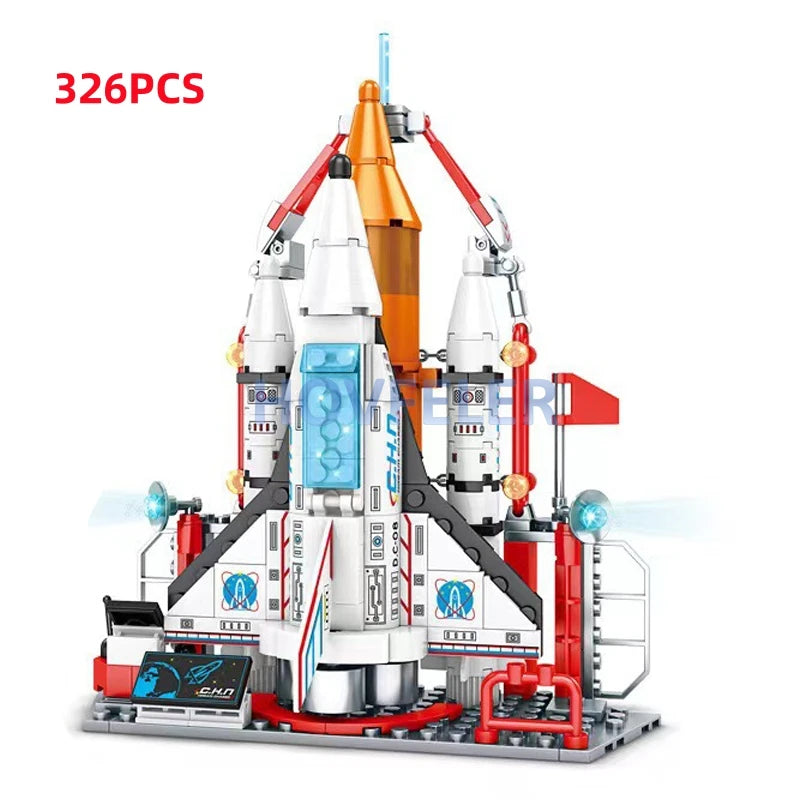 HOVFELER Space Astronaut Building Blocks Set - Shuttle, Satellite, Rocket &amp; Space Station 328Pcs NO BOX  3034 / CHINA