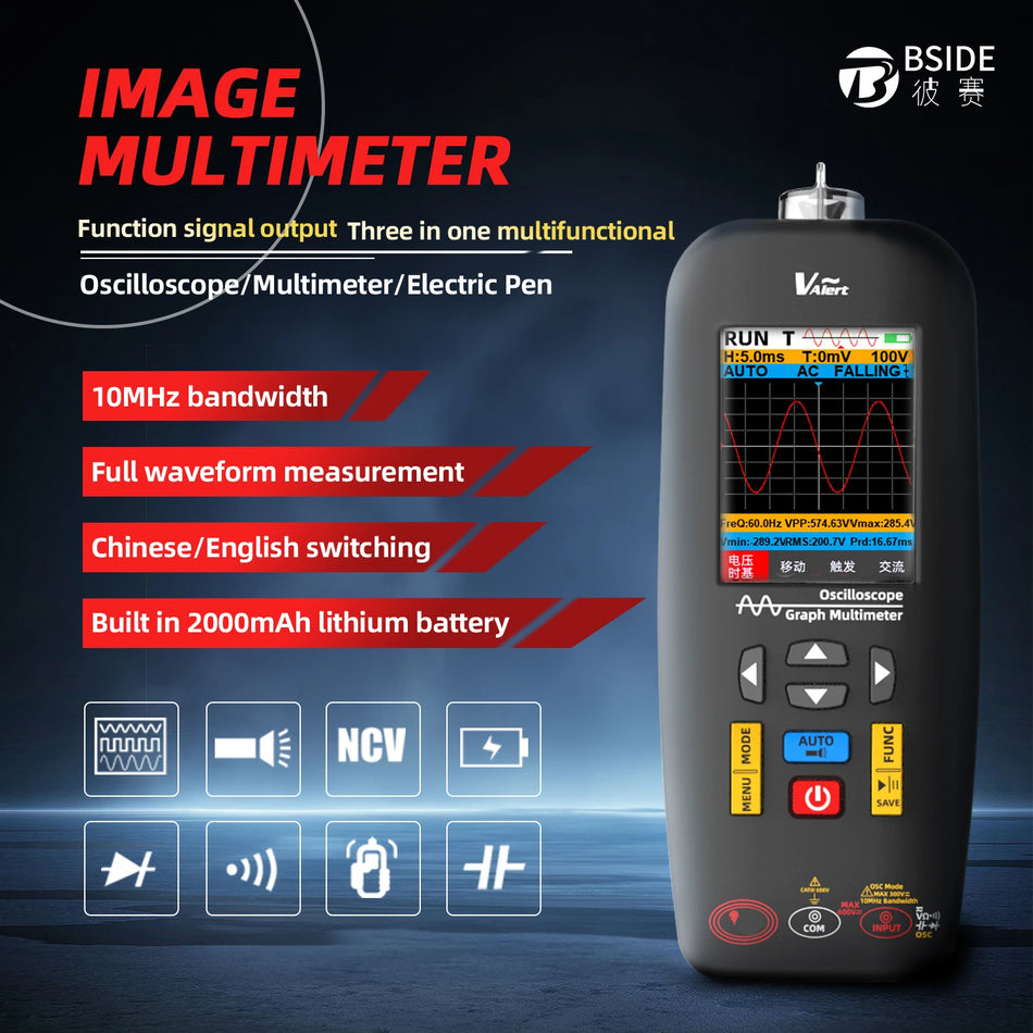 BSIDE Digital Multimeter Oscilloscope &ndash; Rechargeable Battery