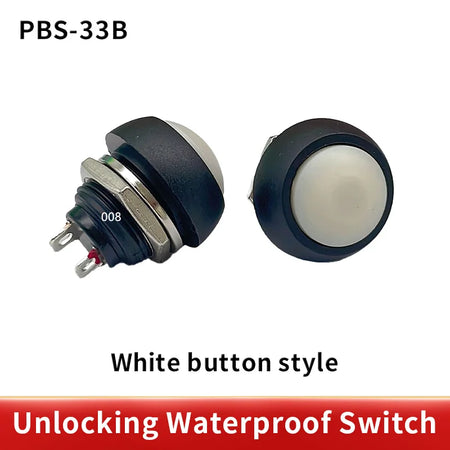 PBS 33B Mini Switch &ndash; Waterproof 12mm Momentary Push Button white pbs-33b
