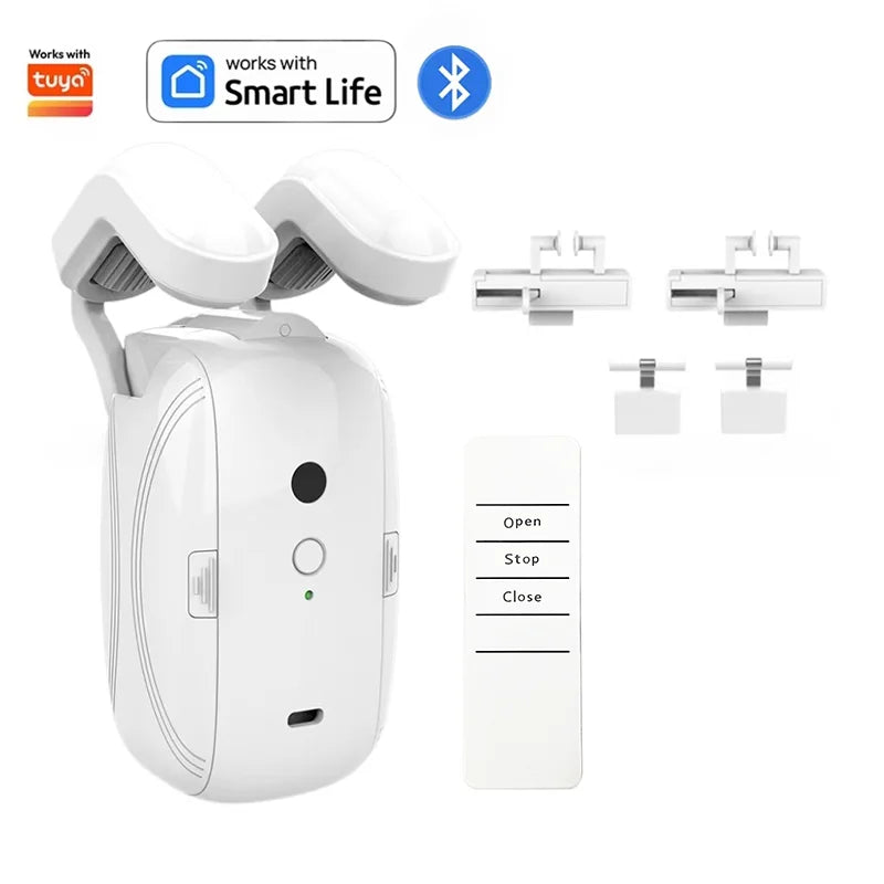Smart Automatic Curtain Opener, Remote Control With App/Timer/Voice, with T/U/Rome Rod ,WiFi Bluetooth Automatic Light Sensor 1pc 3in1 BLE
