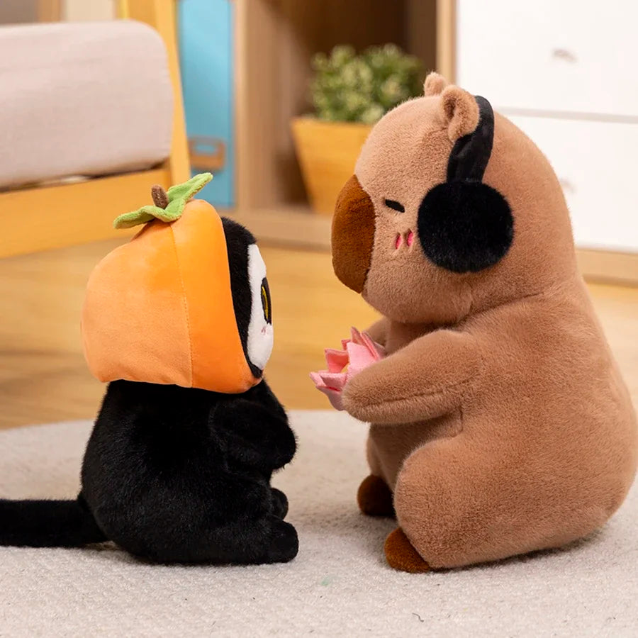 Cute Capybara Plush Toy with Lotus Flower
