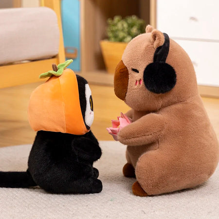 Cute Capybara Plush Toy with Lotus Flower