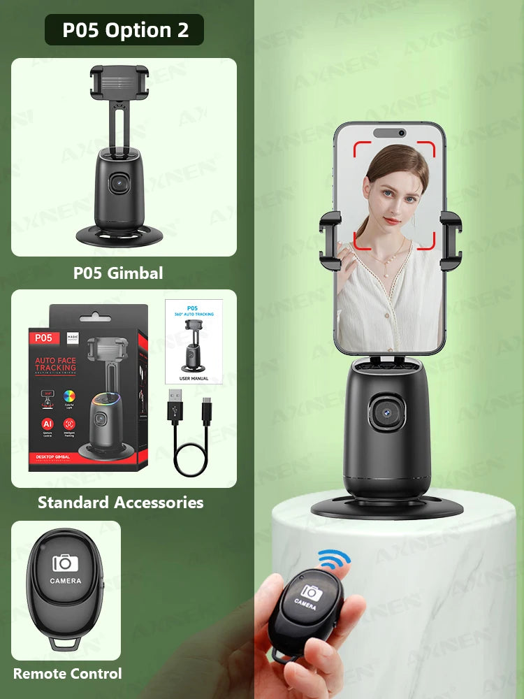 AXNEN P05 Gimbal Stabilizer &ndash; AI Face Tracking and 360 Degree Rotation P05 Option 2 / CHINA