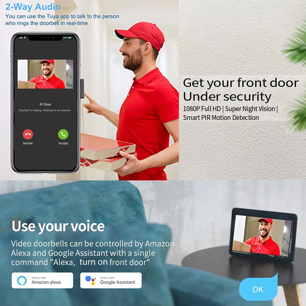 7 Inch Tuya Video Doorbell &ndash; Waterproof IP65 Intercom