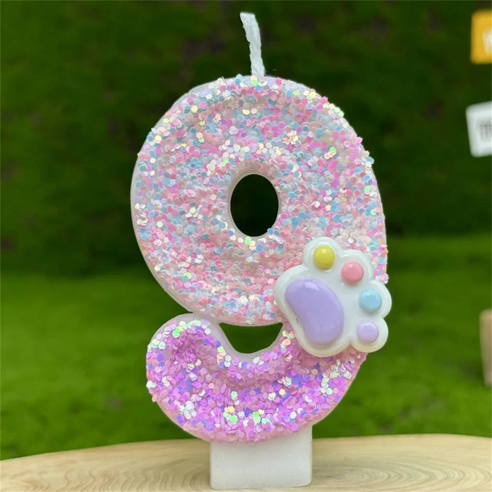 Glittery 3D Number Candles with Claw Theme for Birthday Cakes 9