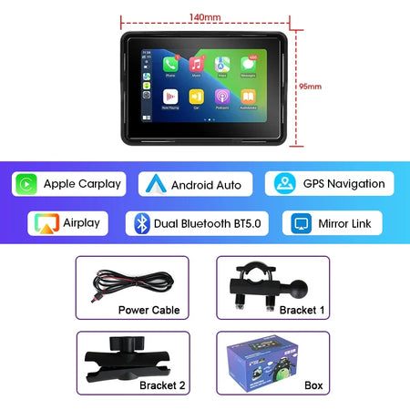Jansite 5 Inch CarPlay Motorcycle DVR &ndash; Wireless Connectivity and Portable Design 5 inch Carplay / 128G