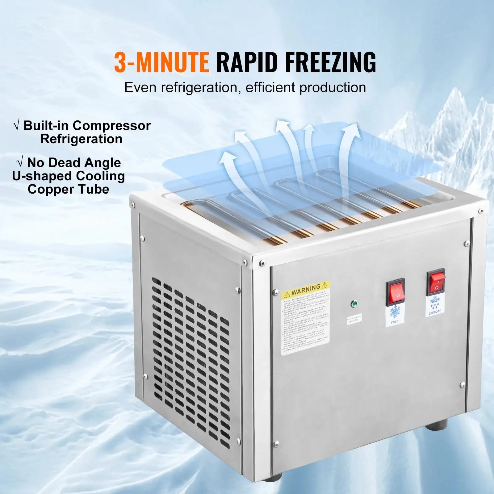 Fried Ice Cream Roll Machine With Compressor