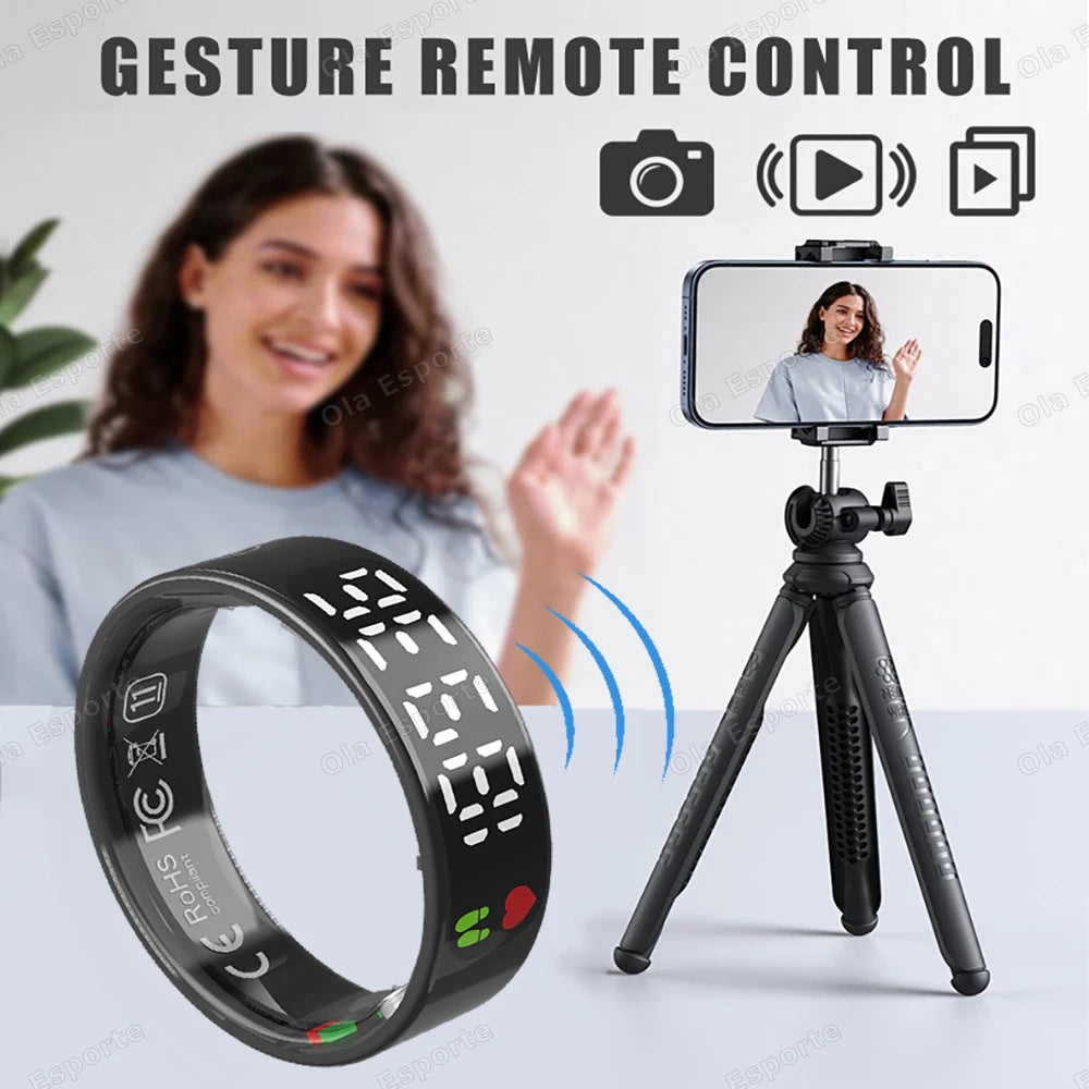 Smart Ring with Display, Health Monitor &amp; Waterproof Features for Xiaomi &amp; Samsung