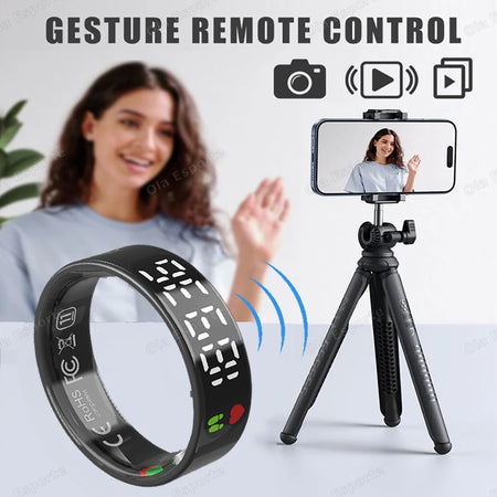 Smart Ring with Display, Health Monitor &amp; Waterproof Features for Xiaomi &amp; Samsung