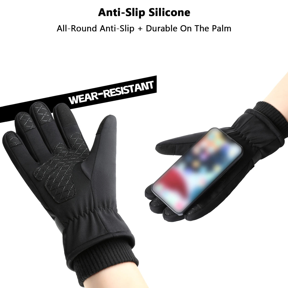 Winter Gloves - Warm Windproof Rainproof Non Slip Palm