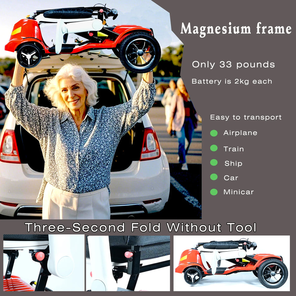 EasyTake AW124 Σκούτερ Κινητικότητας, Πέντε Ρόδες Μαγνησίου, Φορητό Αναδιπλούμενο