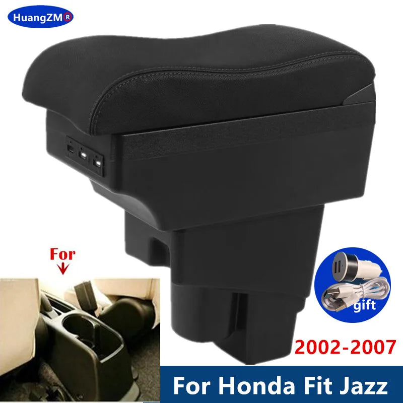 Armsteunbox voor Honda Fit Jazz 2002-2007 PU Leer met ABS Opbergconsole Accessoire