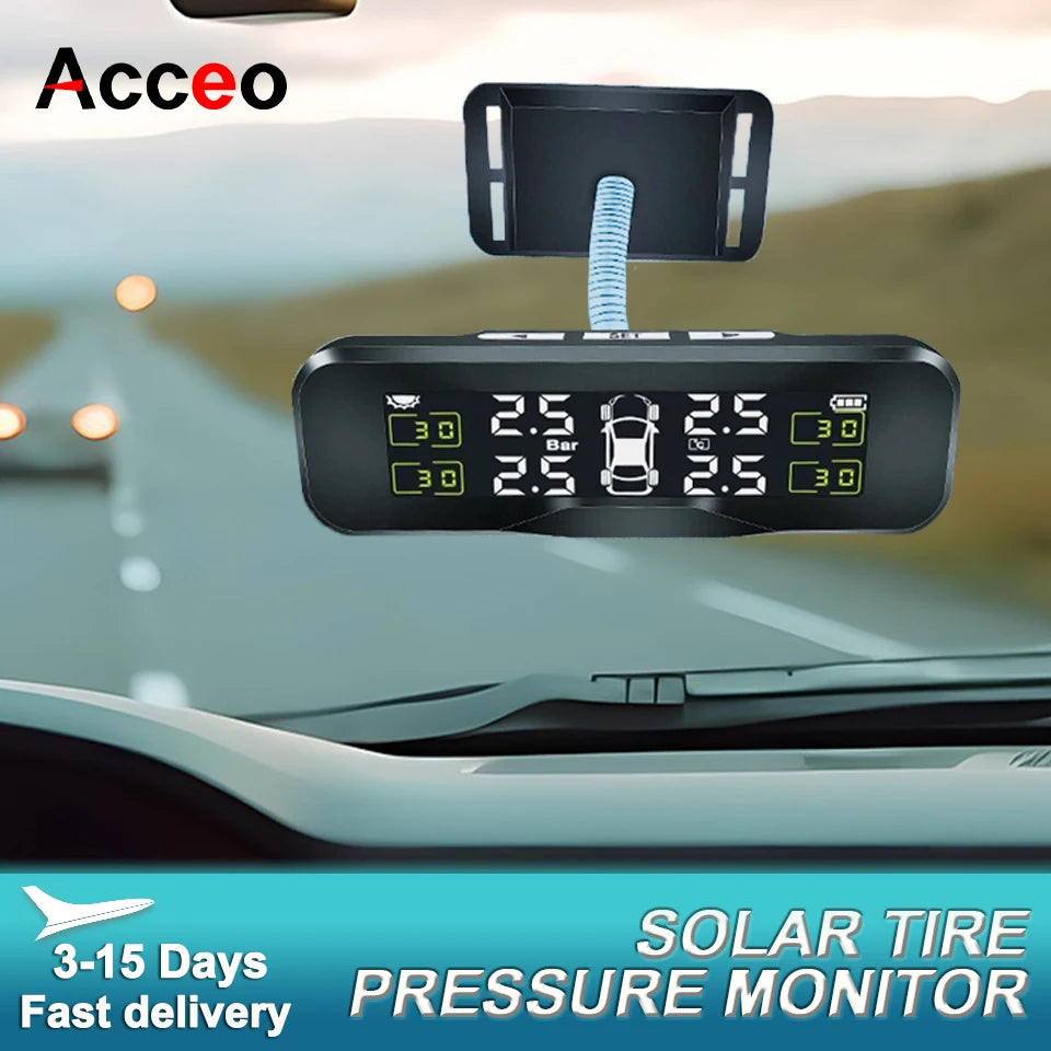 Solar Charging TPMS 4 Sensors - Accurate Pressure Alarm