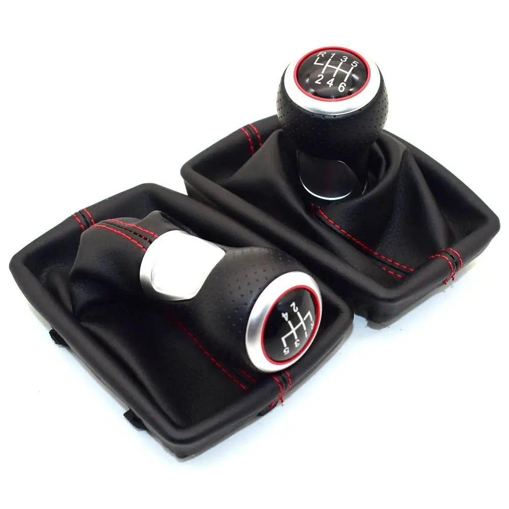 Gear Shift Knob with Leather Cover for Audi A4 B6 B7 5 6 Speed Manual by InterCyprus Trading Ltd