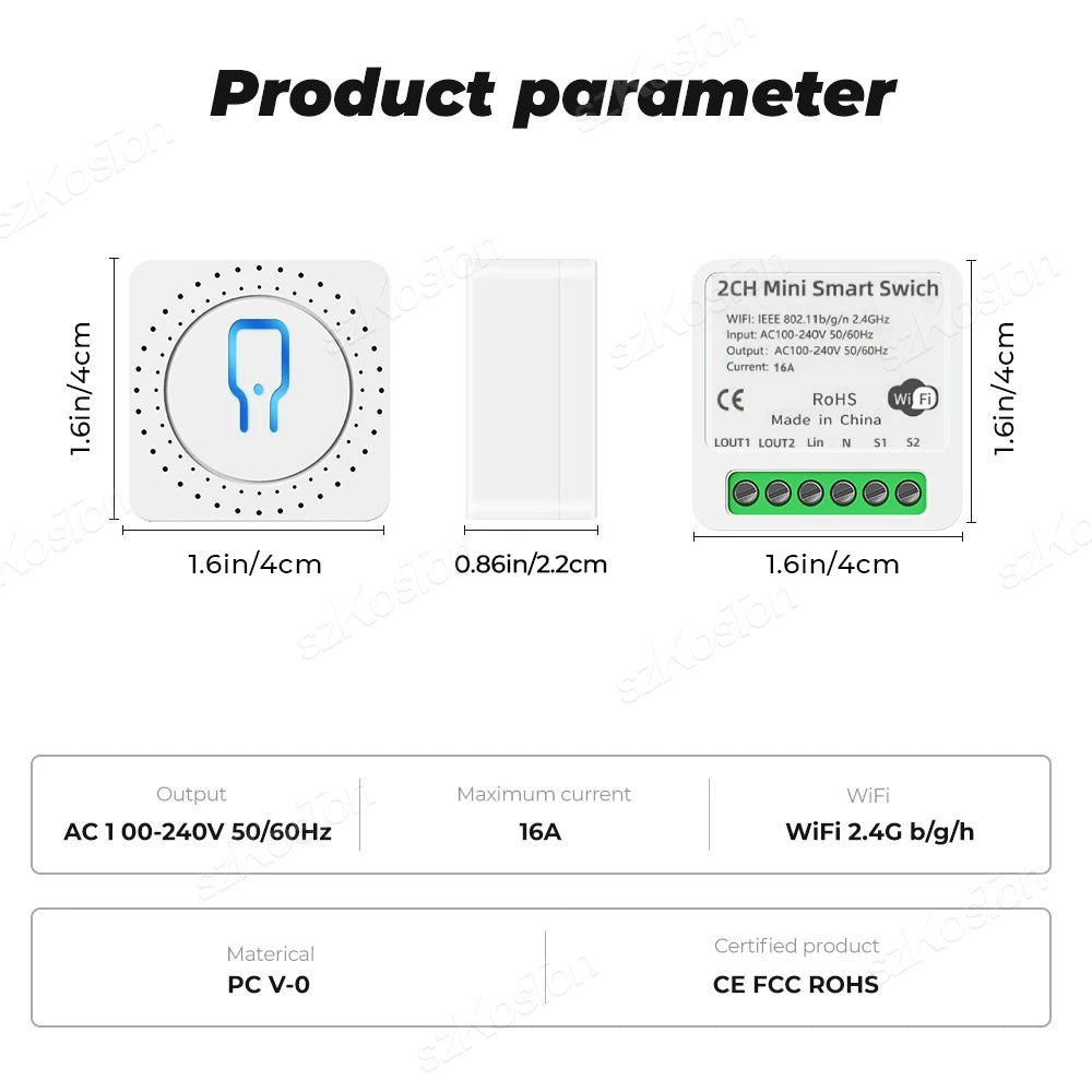 Tuya WiFi Smart Switch 16A - Remote Control &amp; Voice Activation Module