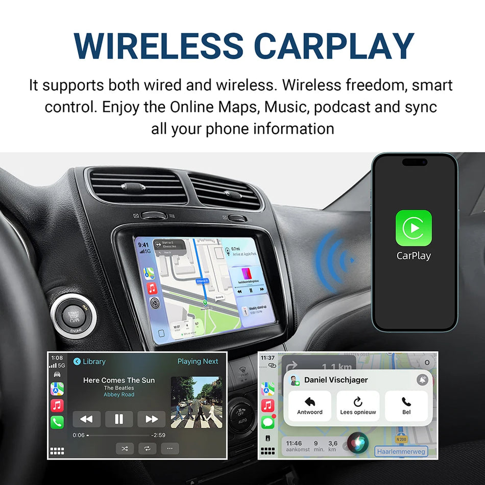 Fiat Freemont 2013-2018 Trådlös CarPlay Android Auto Kit med Bakre Kamera