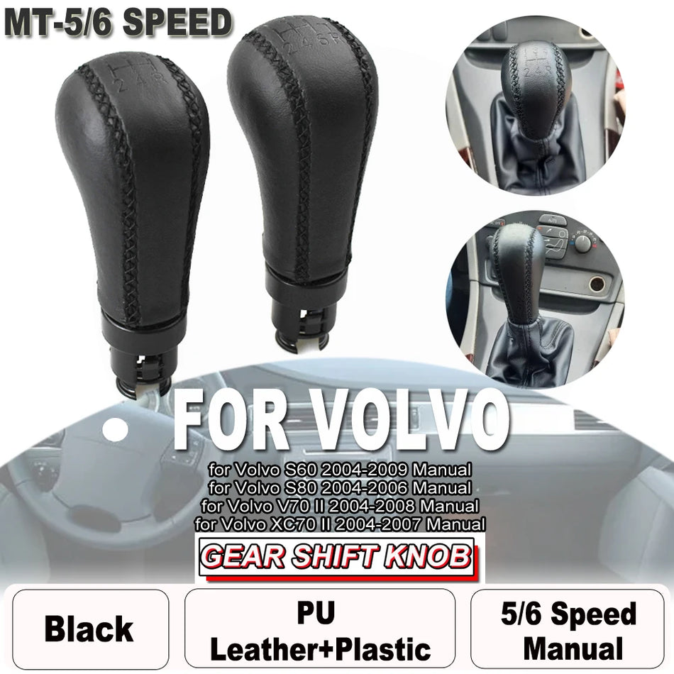 Perilla de Cambio de Marchas Manual de Cuero PU para Volvo S60 S80 V70 XC70