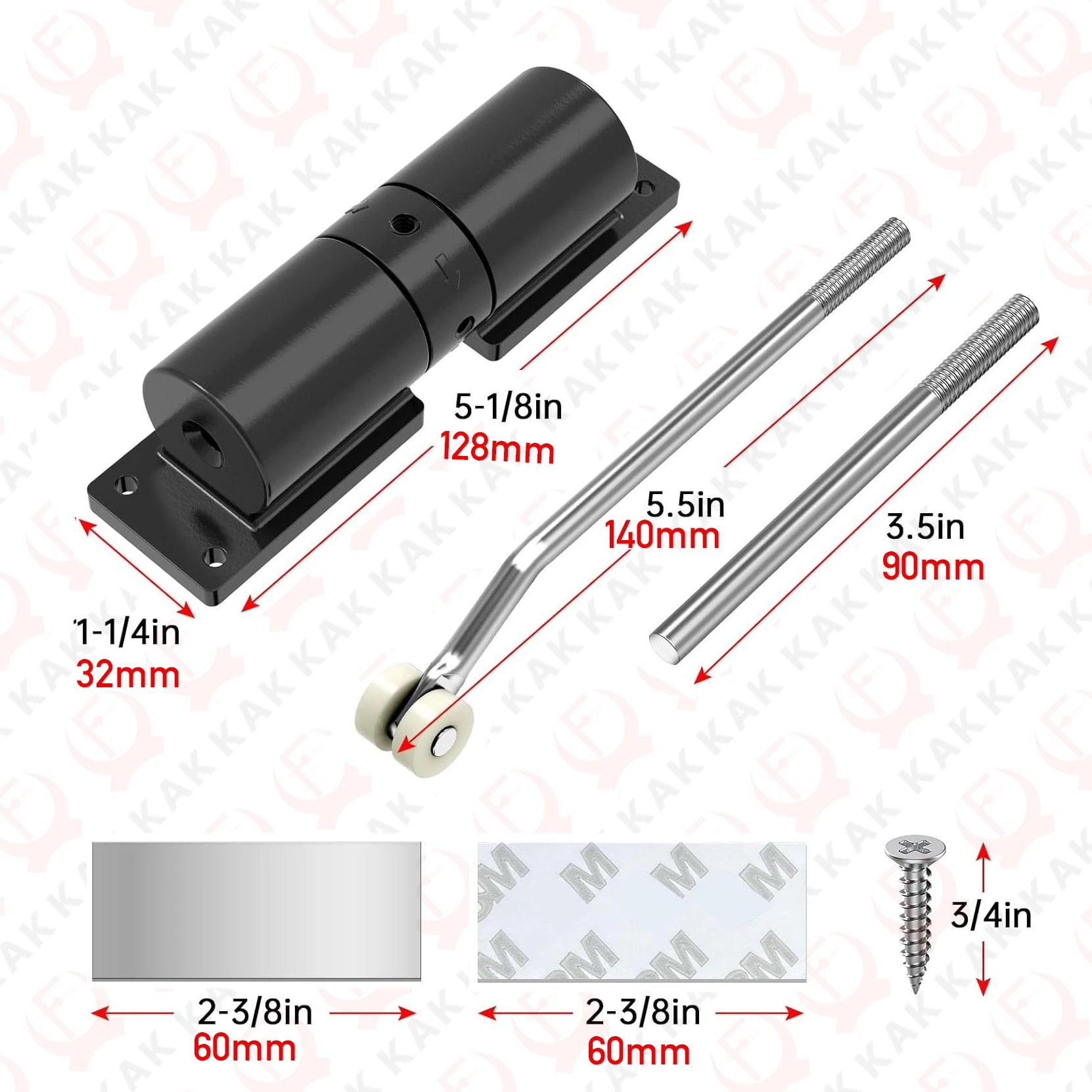 KAK Automatic Door Closer &ndash; Adjustable Soft Closing Hydraulic Buffer black