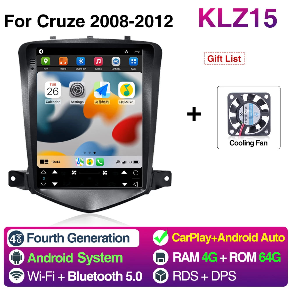 9.7 Inch Car Radio CarPlay Android Auto - Chevy Cruze GPS 4 64G wireless