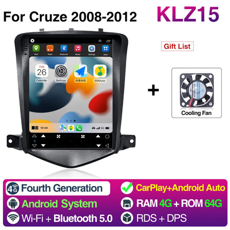 9.7 Inch Car Radio CarPlay Android Auto - Chevy Cruze GPS 4 64G wireless