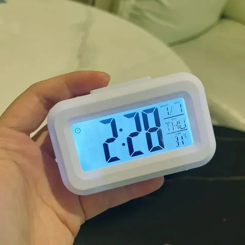 Multi-Function LED Digital Alarm Clock with Temperature and Date Display White
