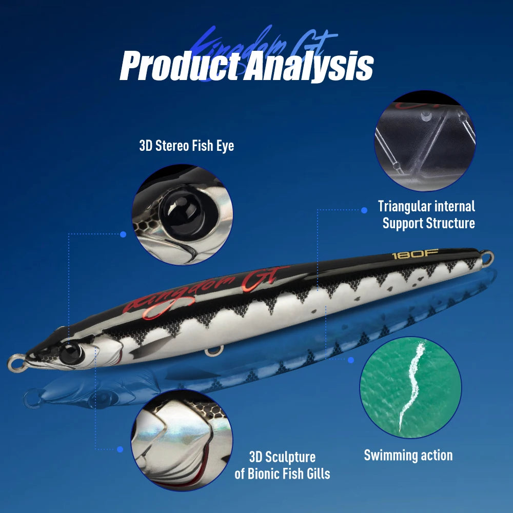 YOOFISH GT Sea Fishing Lure - Topwater Floating Artificial Bait for Tuna &amp; GT