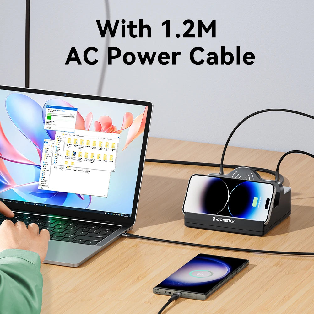ASOMETECH 110W 6 Port USB Charger Station &ndash; Dual Fast Wireless Charging