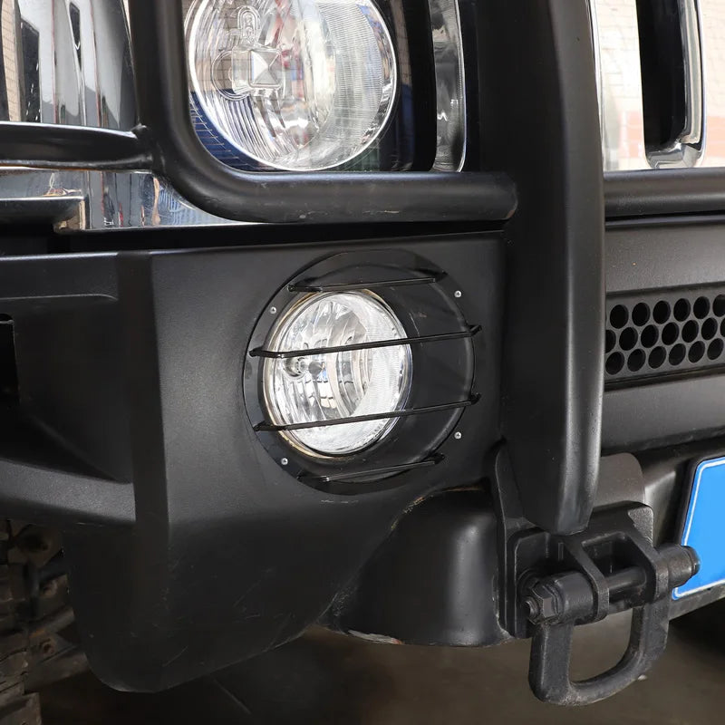 Передние защитные щитки противотуманных фар Hummer H3 из нержавеющей стали черные 2 шт.