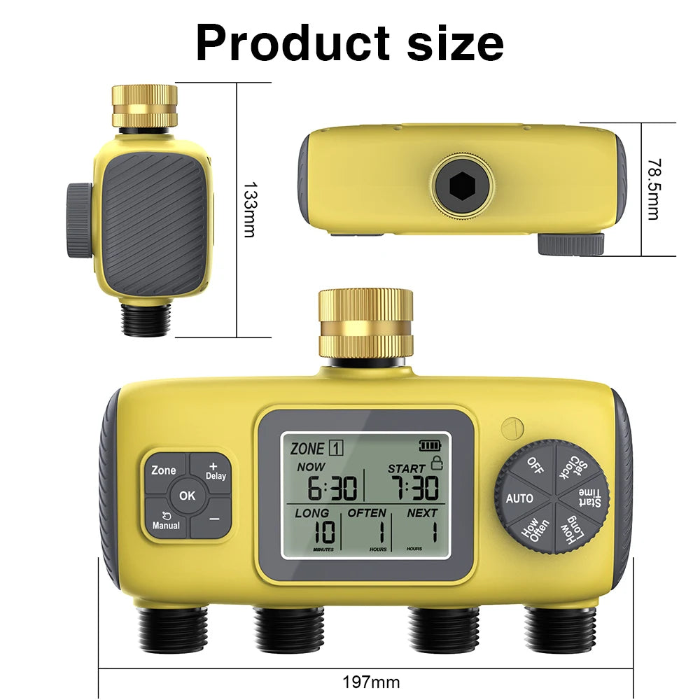 4-Outlet Irrigation Water Timer &ndash; Independent Watering Control System
