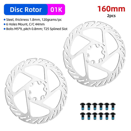 DEEMOUNT MTB Bike Disc Brake Rotor 160mm &ndash; Lightweight Stainless Steel with Quick Heat Dissipation D01K 160mm 2pc / CHINA