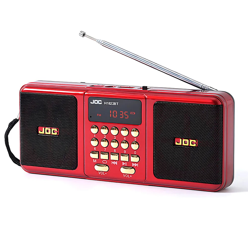 Portable Wireless FM Radio Speaker with Bluetooth and Rechargeable Battery Red
