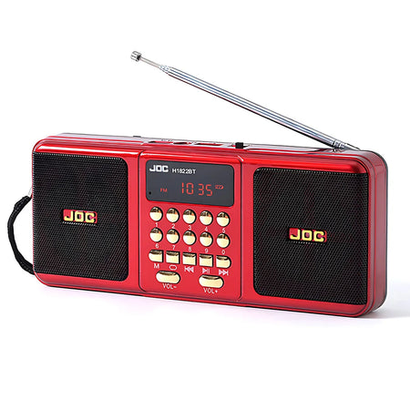 Portable Wireless FM Radio Speaker with Bluetooth and Rechargeable Battery Red