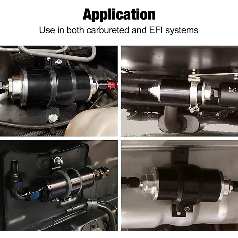 Universal 100 Micron Inline Fuel Filter Kit with 6AN 8AN 10AN Adapters & 50mm Mounting Bracket & Wrench Cleanable Black/Red by InterCyprus Trading Ltd