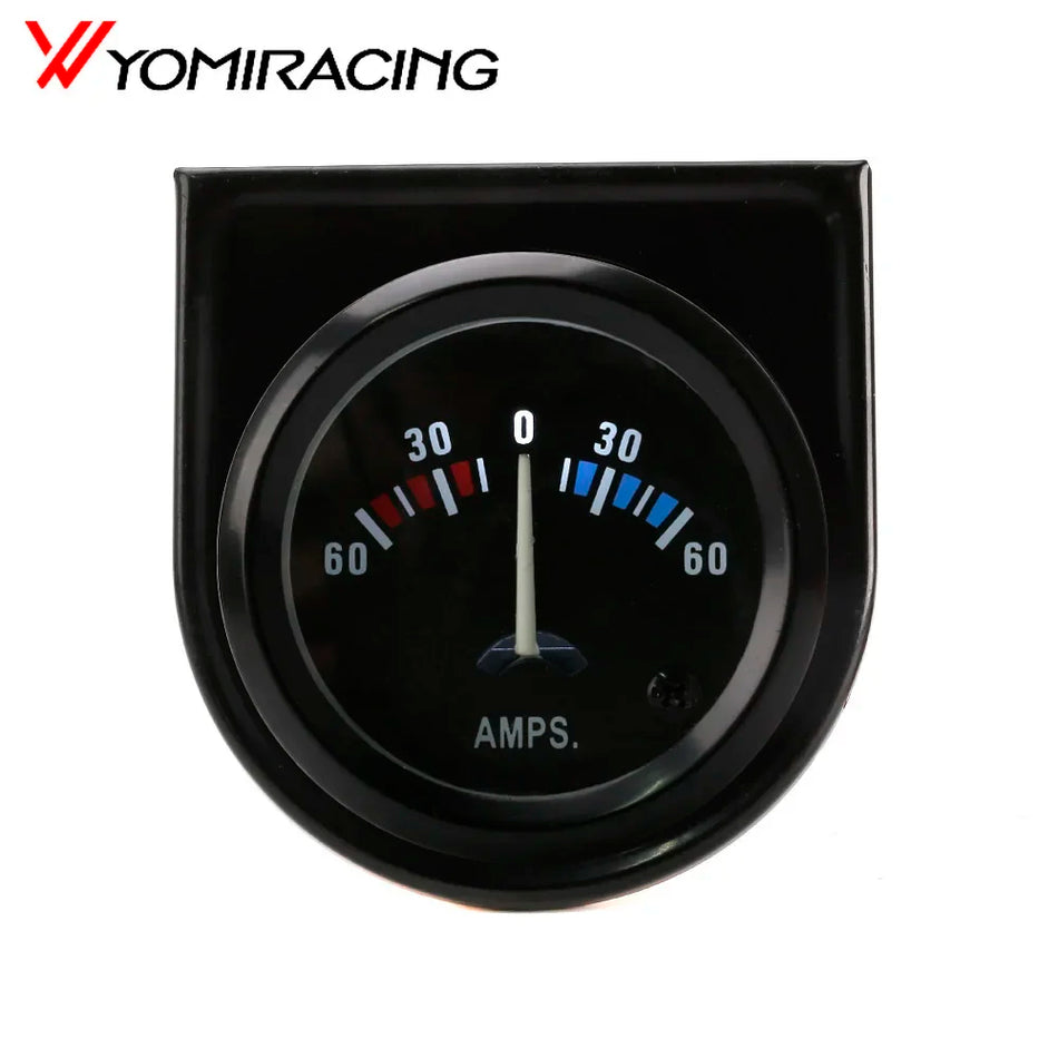 Automobilio Amperų Matuoklis 60-0-60A, 52mm Skaitiklis, Baltas LED, ABS Korpusas