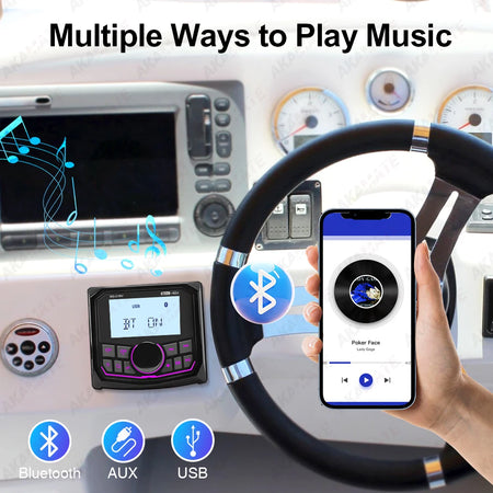 AKAMATE MS-21RV Marine Radio &ndash; Waterproof Bluetooth MP3