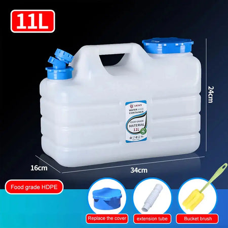 12L Portable Water Storage Bucket With Faucet Camping Car White 11L