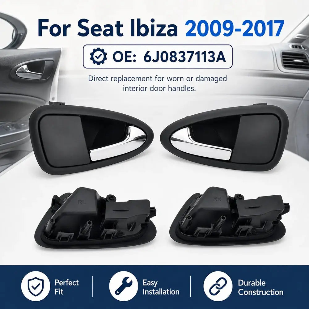 Plastic Door Handles Bright Silver for Seat Ibiza 6J0837113A 6J0837114A by InterCyprus Trading Ltd