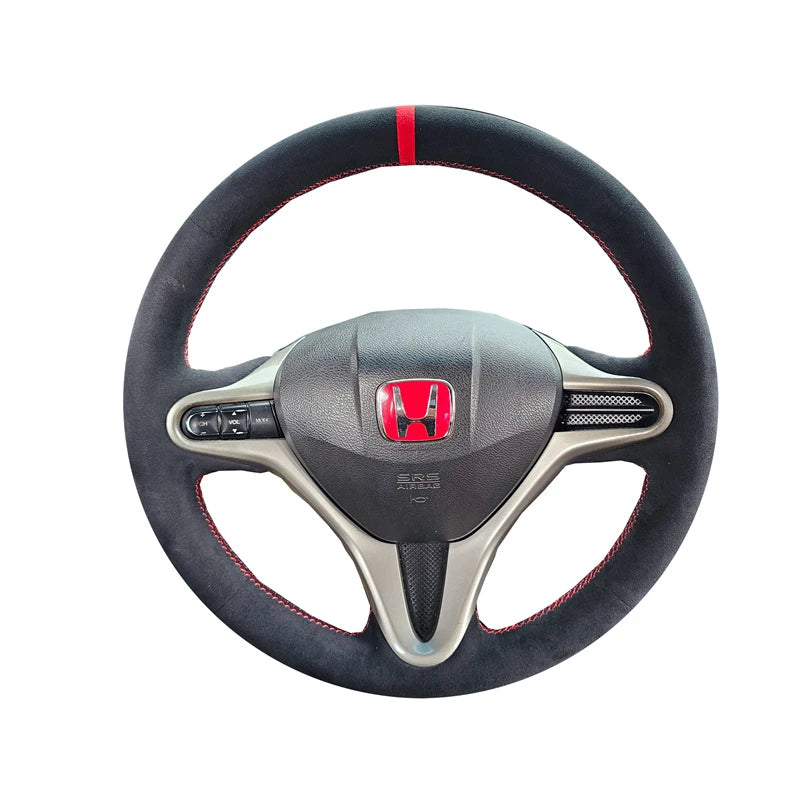 Housse de volant en suède noir pour Honda Civic 2006-2011