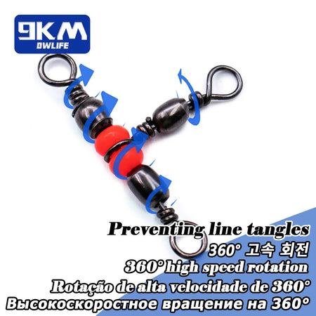 Premium 3 Way Barrel Swivels - 25~100 Pcs Fishing Line Connectors