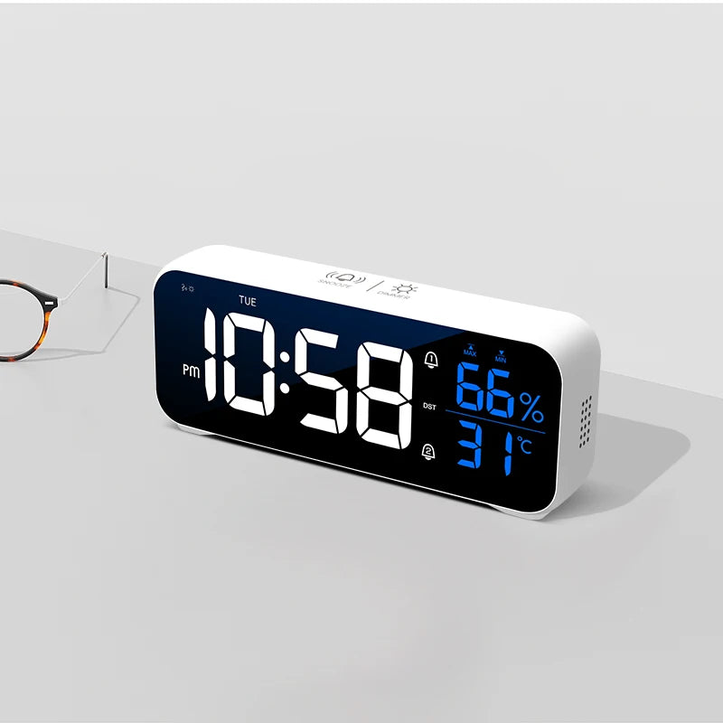 Niditon Dual Alarm Digital Clock with Temperature and Humidity Display