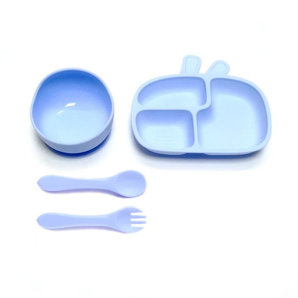 CZSAE 4pcs Baby Plate Set &ndash; Drop-Proof and Scald-Proof Design
