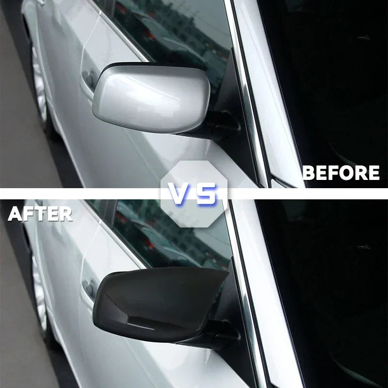 Side Mirror Cover Caps Painted Black For BMW E60 E61 E63 E64