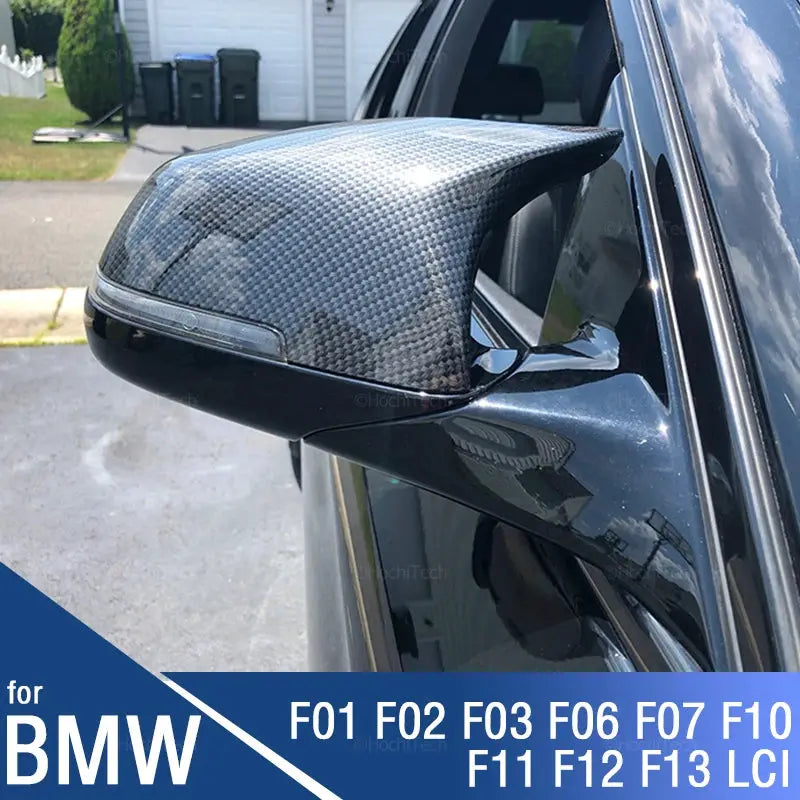 2x Carbon Fiber Style Black mirror cover Replacement for BMW 5 6 7 Series F10 F11 F18 F07 F12 F13 F06 F01 F02 LCI Accessories by InterCyprus Trading Ltd