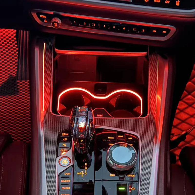 Ramka uchwytu na kubek LED BMW X5 z oświetleniem ambientowym, wnętrze z ABS