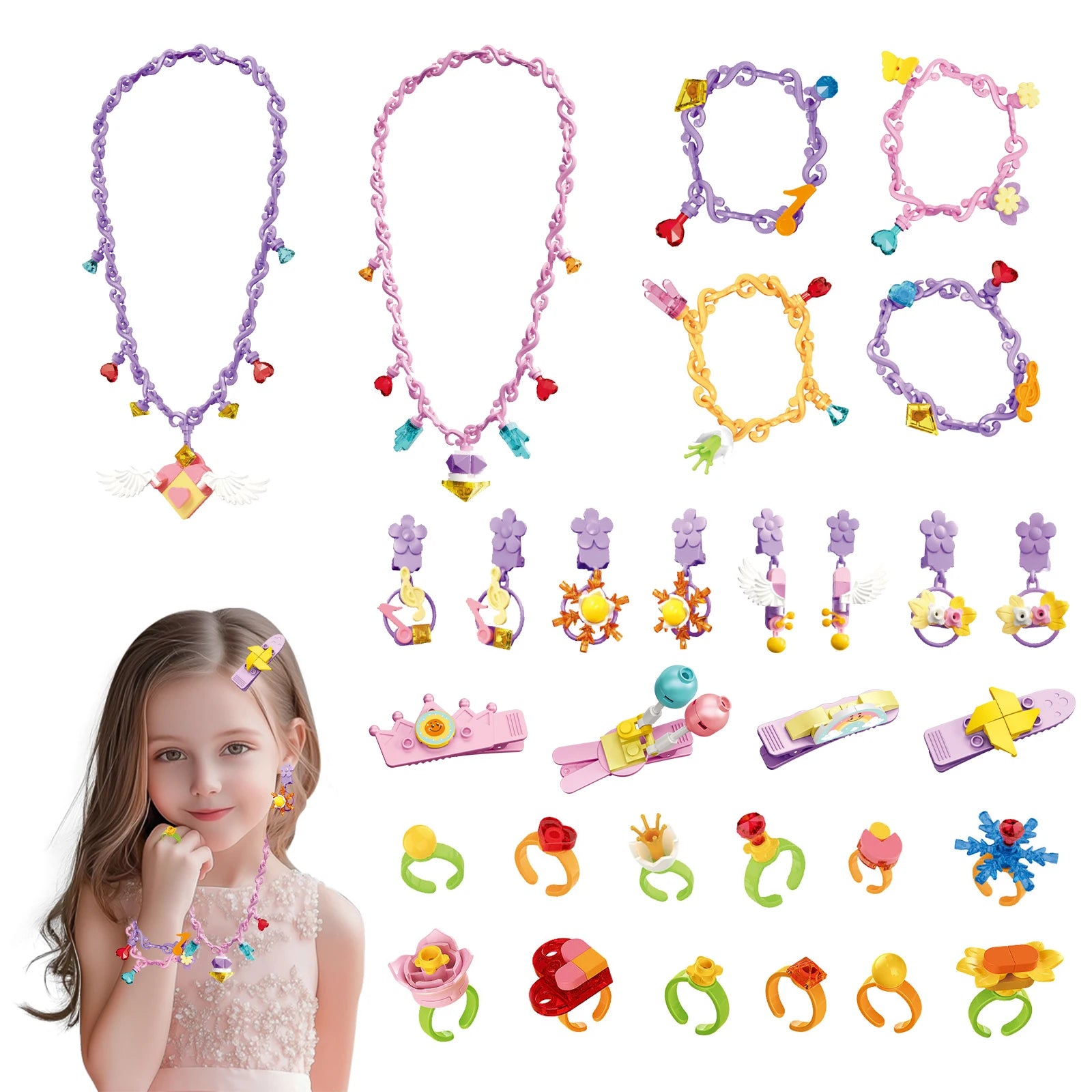 Coolplay Cartoon Princess Jewelry Set &ndash; Creative DIY Building Block Accessories 30pcs jewelry set