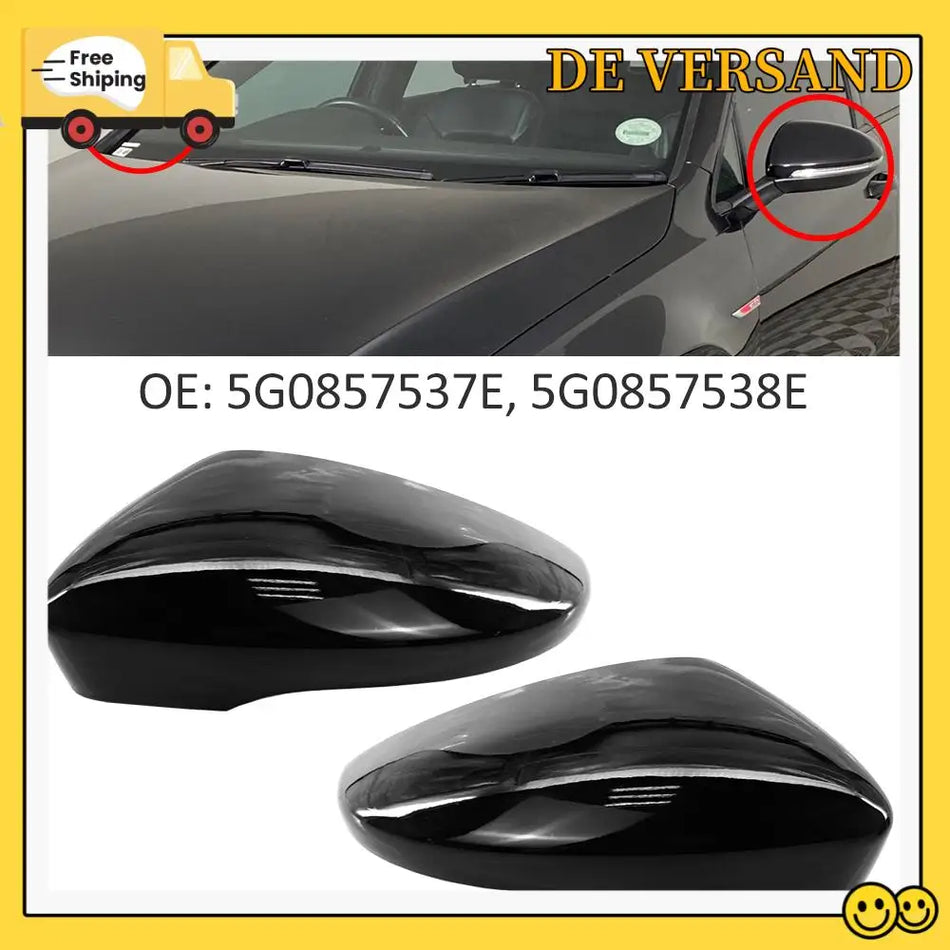 VW Golf 7 Spiegelabdeckung Set links rechts glänzend schwarz LHD
